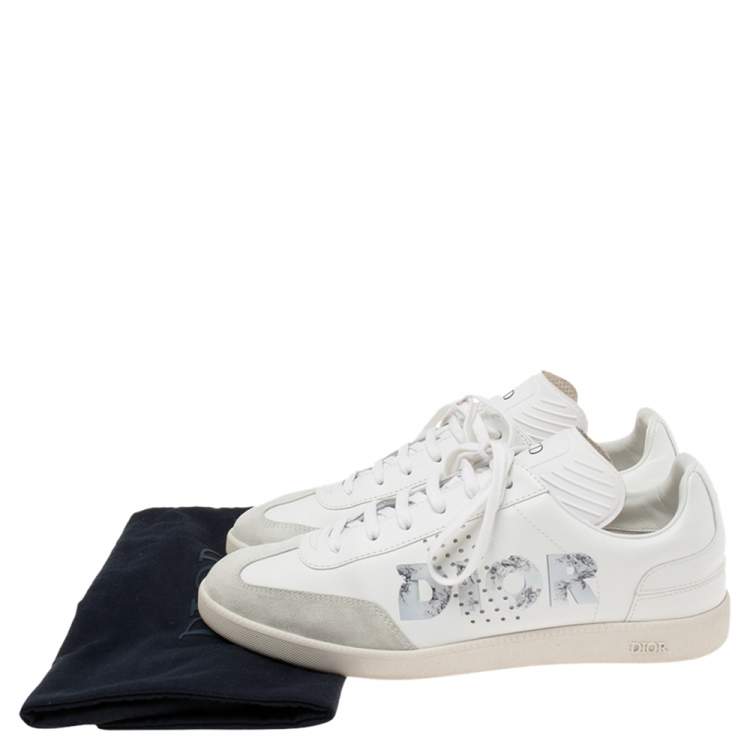 Pre Owned Dior White/Grey Suede And Leather B01 Low Top Sneakers Size 40