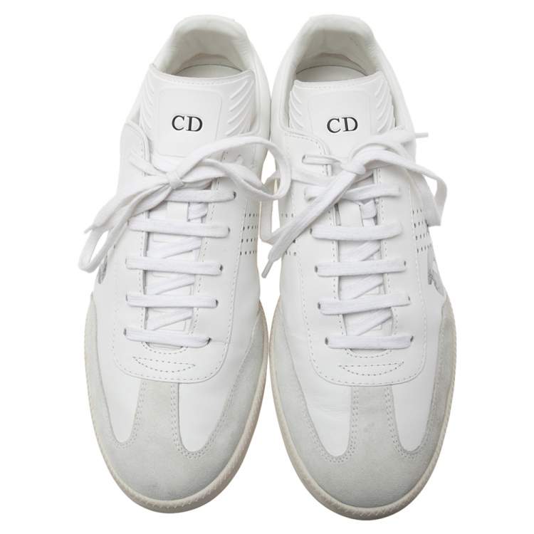 Pre Owned Dior White/Grey Suede And Leather B01 Low Top Sneakers Size 40