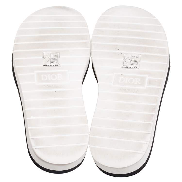 Pre Owned Dior Black Rubber Logo Slide Sandals Size 42