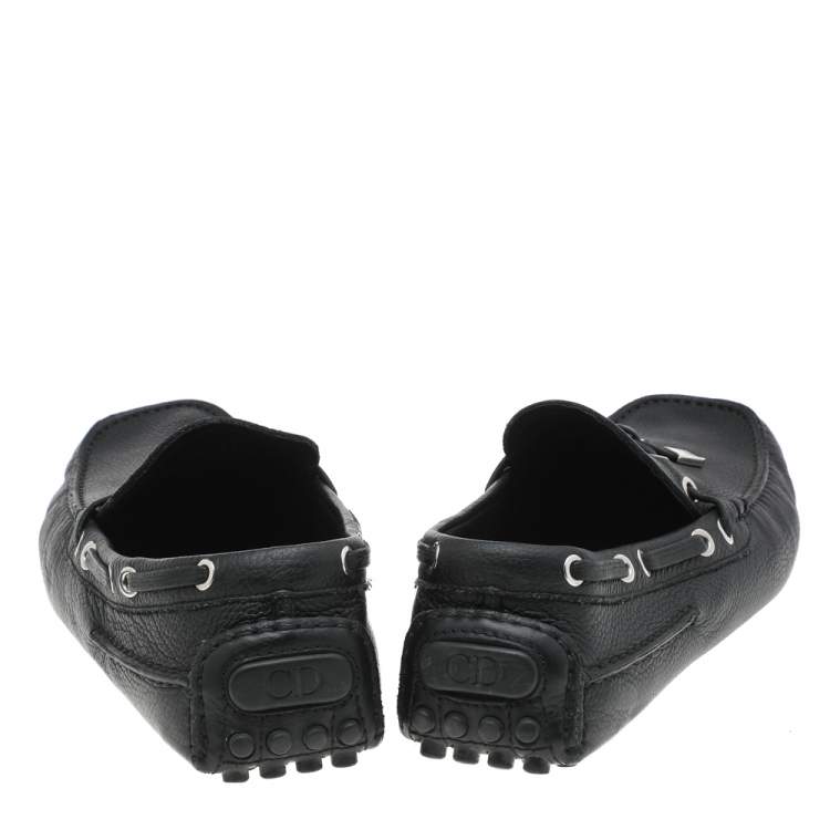 Pre Owned Dior Homme Black Leather Slip On Loafers Size 41.5