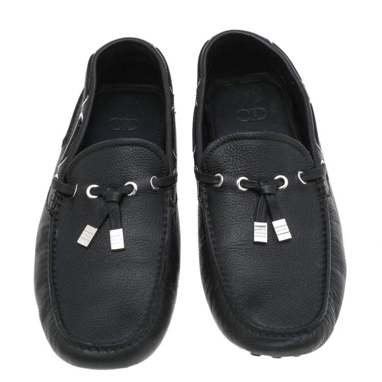 Pre Owned Dior Homme Black Leather Slip On Loafers Size 41.5