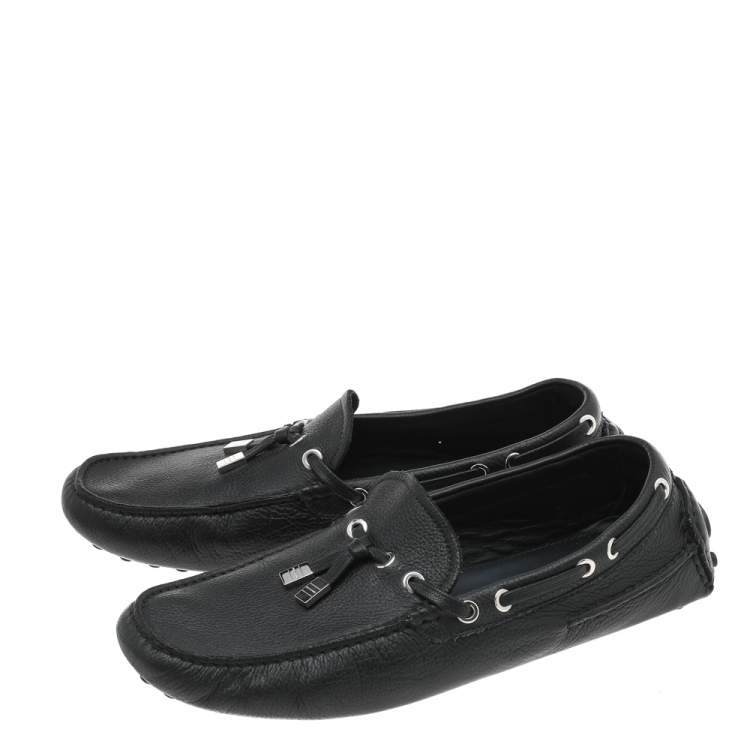 Pre Owned Dior Homme Black Leather Slip On Loafers Size 41.5