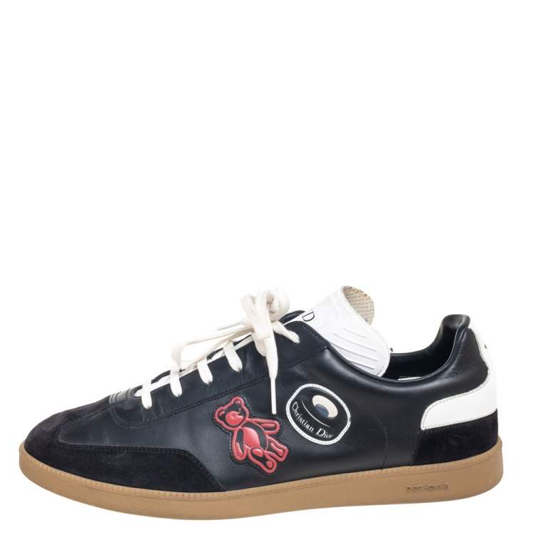 Pre Owned Dior Black/White Leather Lace Up Sneakers Size 42