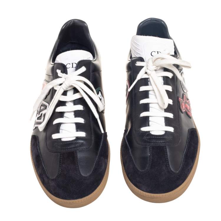 Pre Owned Dior Black/White Leather Lace Up Sneakers Size 42