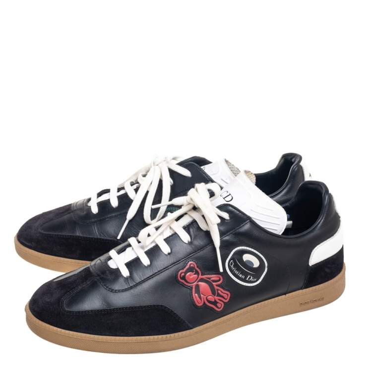 Pre Owned Dior Black/White Leather Lace Up Sneakers Size 42