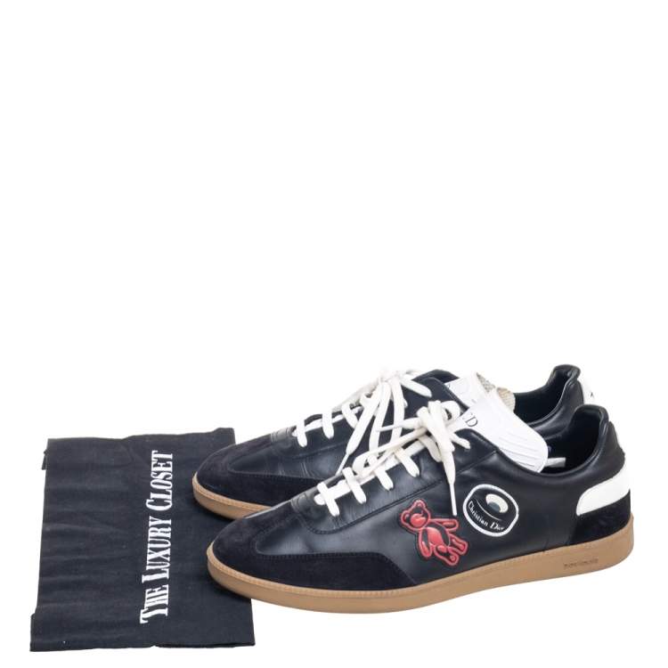 Pre Owned Dior Black/White Leather Lace Up Sneakers Size 42