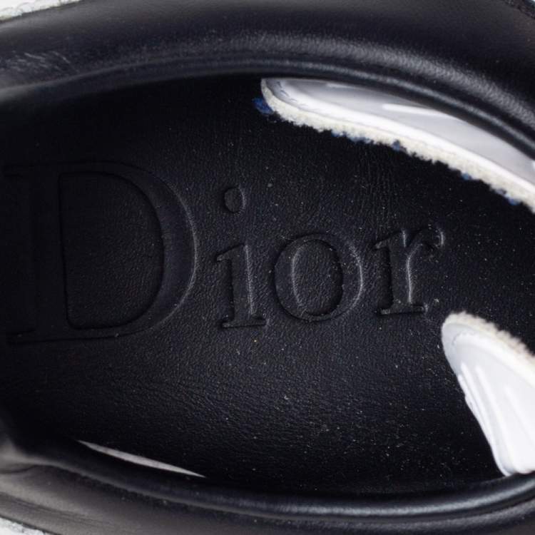 Pre Owned Dior Black/White Leather Lace Up Sneakers Size 42