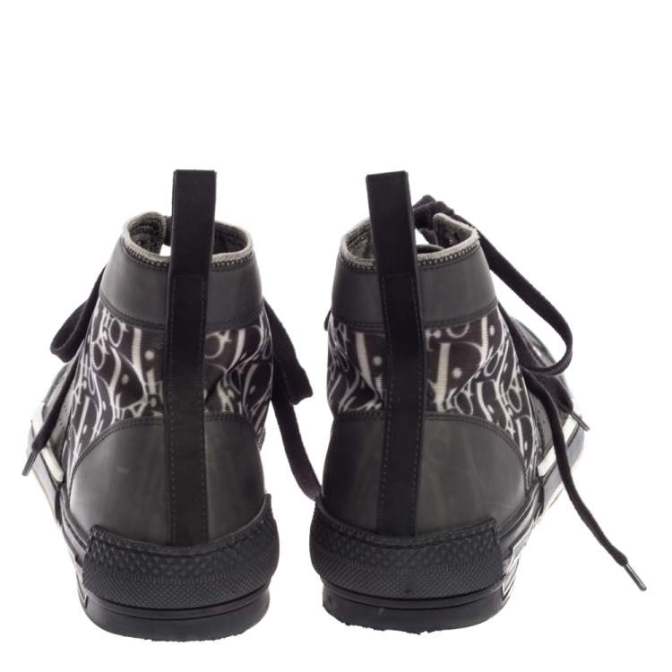Pre Owned Dior Black Mesh And Oblique B-23 High Top Sneakers Size 43