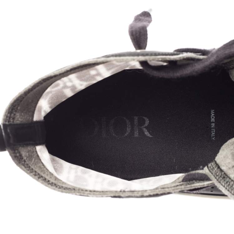 Pre Owned Dior Black Mesh And Oblique B-23 High Top Sneakers Size 43