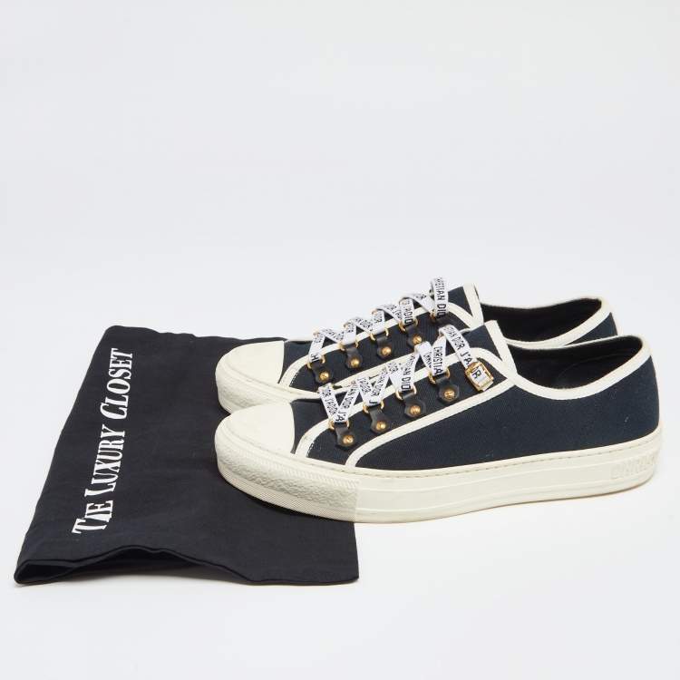 Pre Owned Dior Navy Blue/White Canvas  Walk'n'Dior Low Top Sneakers  Size 40
