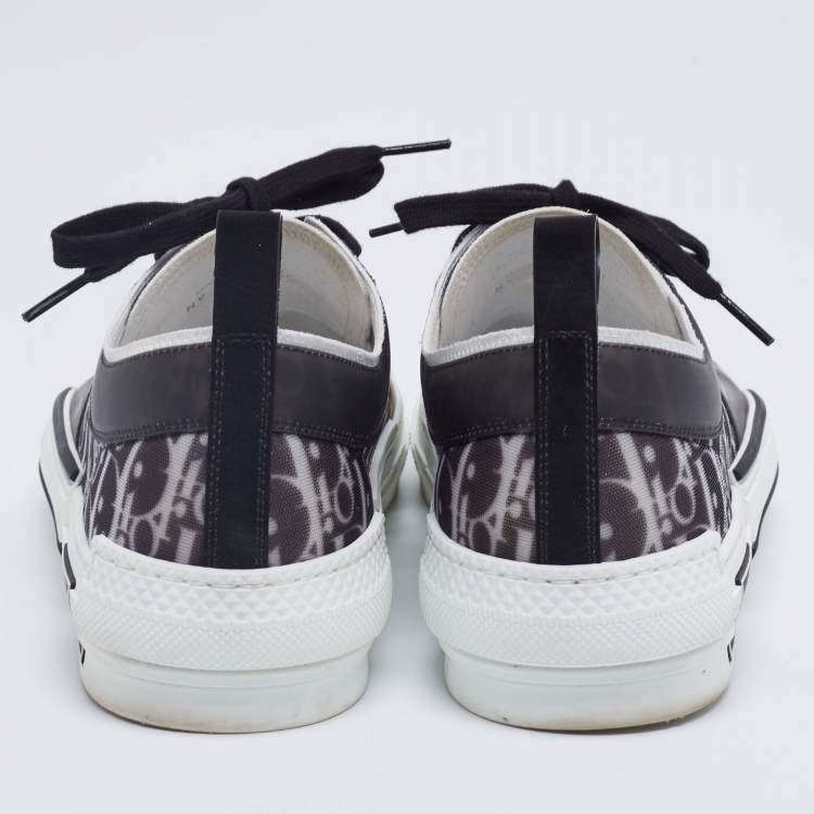 Pre Owned Dior Black Oblique Mesh and Rubber B23 Low Top Sneakers Size 45