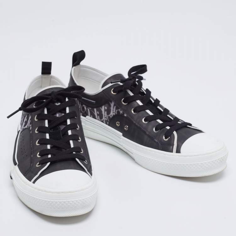 Pre Owned Dior Black Oblique Mesh and Rubber B23 Low Top Sneakers Size 45