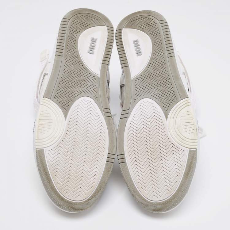 Pre Owned Dior White/Grey Leather B27 High Top Sneakers Size 46