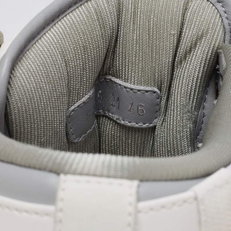 Pre Owned Dior White/Grey Leather B27 High Top Sneakers Size 46