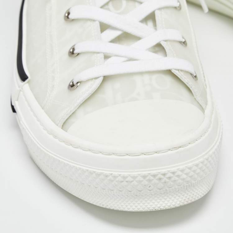 Pre Owned Dior White Oblique Mesh And PVC B23 High Top Sneakers Size 46.5