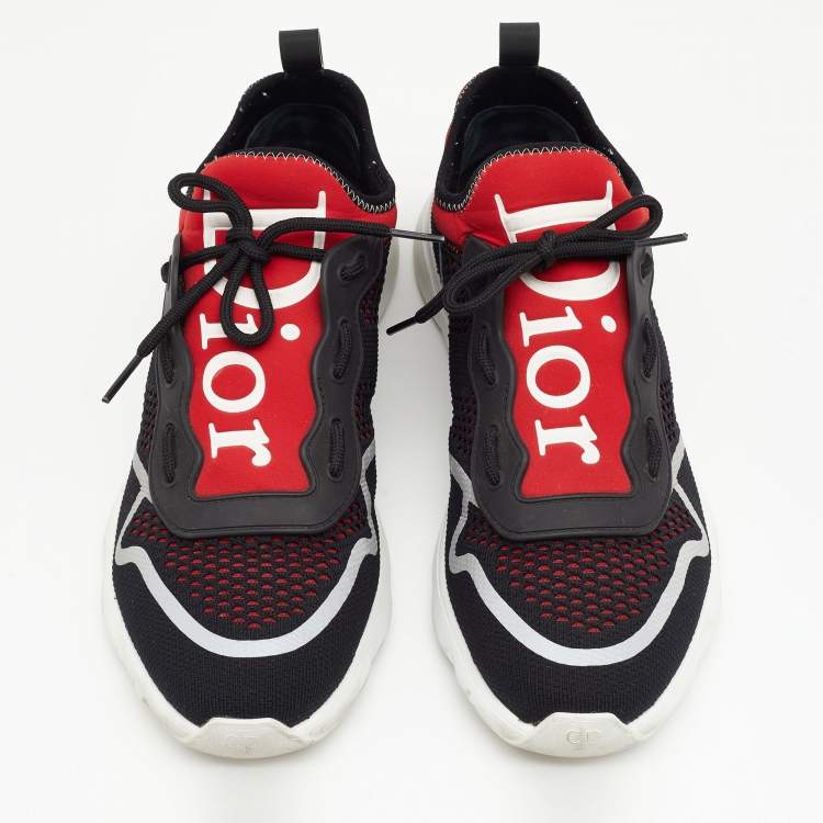 مملوكة مسبقًا Dior Homme Black/Red Knit Fabric B21 Neo Athletic Sneakers Size 42.5