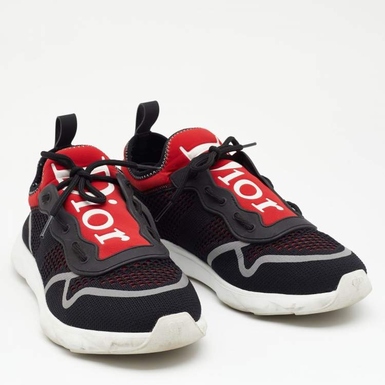 مملوكة مسبقًا Dior Homme Black/Red Knit Fabric B21 Neo Athletic Sneakers Size 42.5