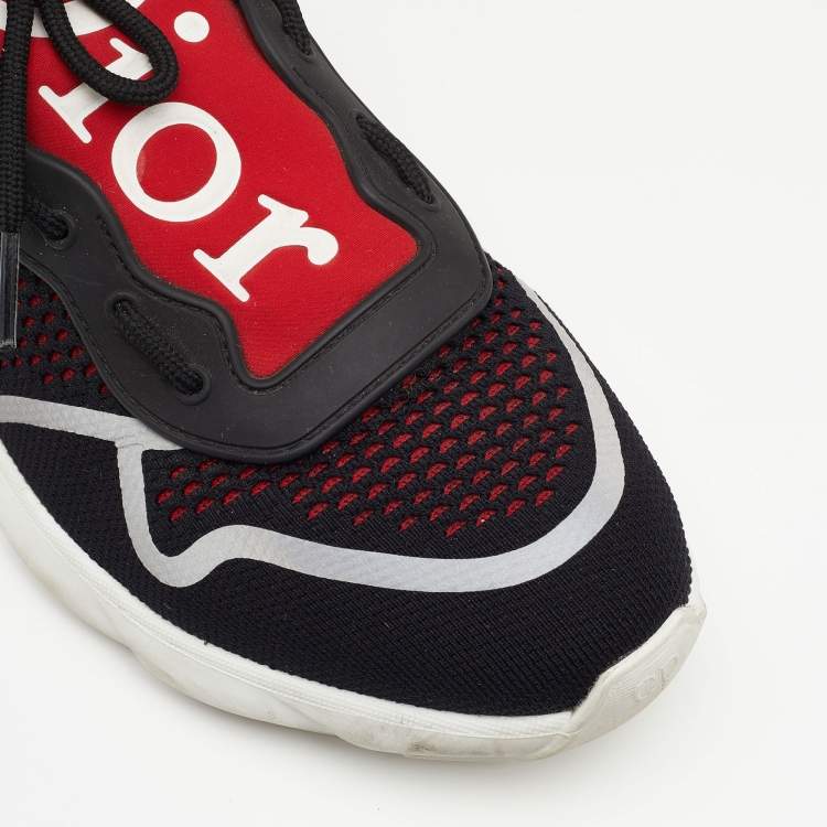 مملوكة مسبقًا Dior Homme Black/Red Knit Fabric B21 Neo Athletic Sneakers Size 42.5