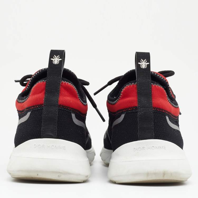 مملوكة مسبقًا Dior Homme Black/Red Knit Fabric B21 Neo Athletic Sneakers Size 42.5