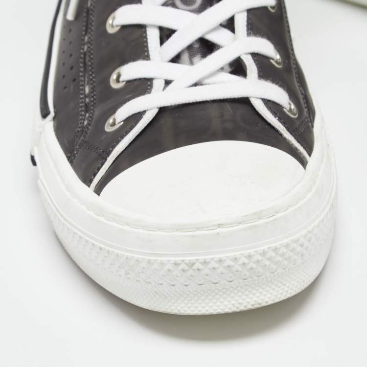 Pre Owned Dior Black/White Oblique Mesh And PVC B23 High Top Sneakers Size 46
