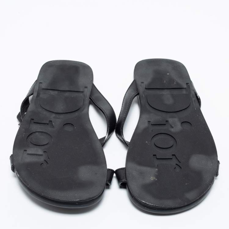 Pre Owned Dior Black Leather Crisscross Flat Sandals Size 40 