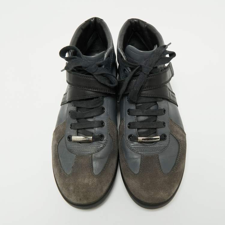 Pre Owned Dior Tri-Color Leather and Suede High-Top Sneakers Size 40.5