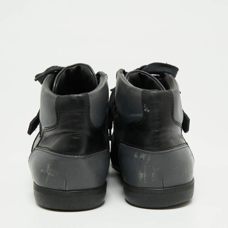 Pre Owned Dior Tri-Color Leather and Suede High-Top Sneakers Size 40.5