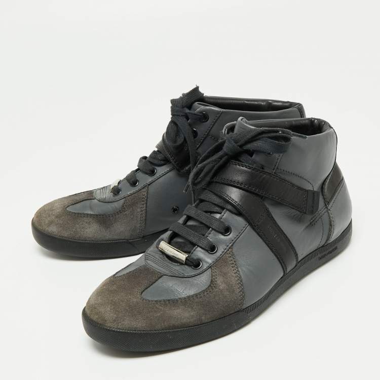 Pre Owned Dior Tri-Color Leather and Suede High-Top Sneakers Size 40.5