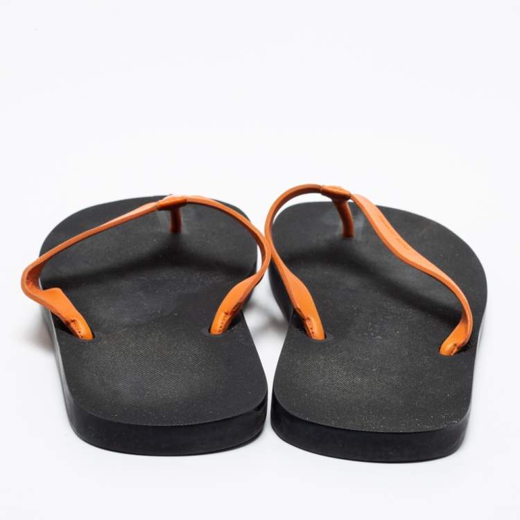 Pre Owned Dior Orange Leather Thong Flat Sandals Size 40 
