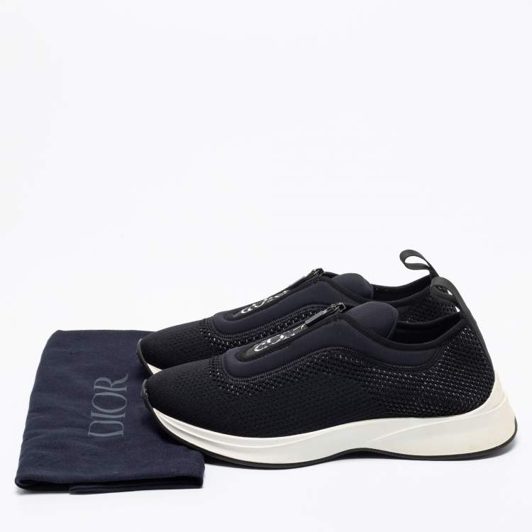 Pre Owned Dior Black Mesh and Neoprene B25 Low-Top Sneakers Size 42