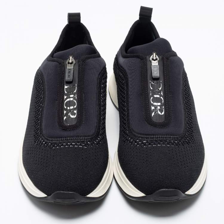 Pre Owned Dior Black Mesh and Neoprene B25 Low-Top Sneakers Size 42