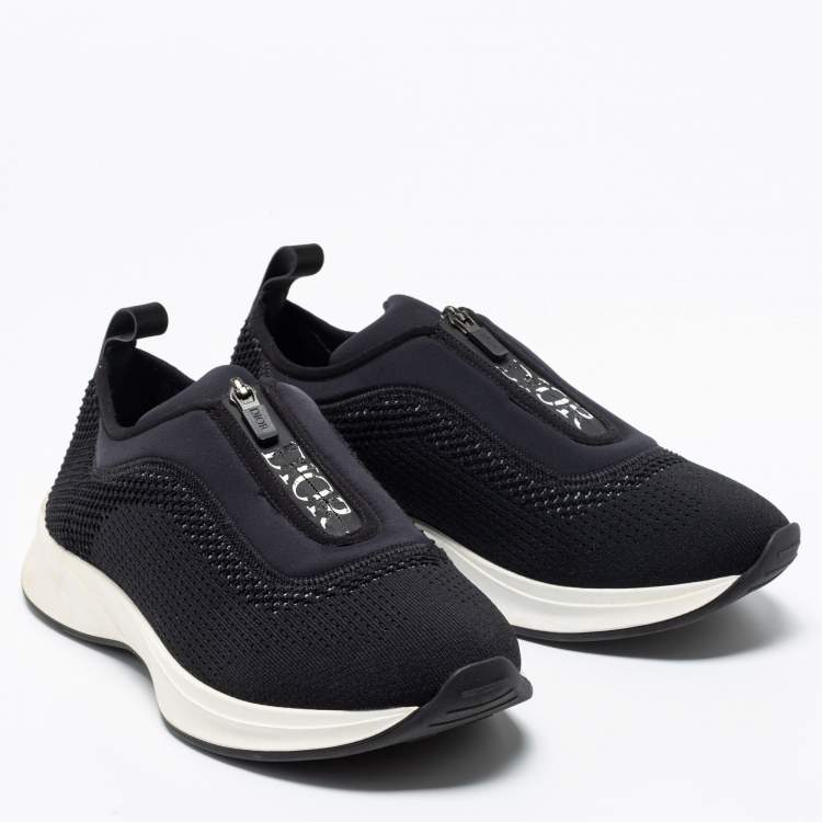Pre Owned Dior Black Mesh and Neoprene B25 Low-Top Sneakers Size 42