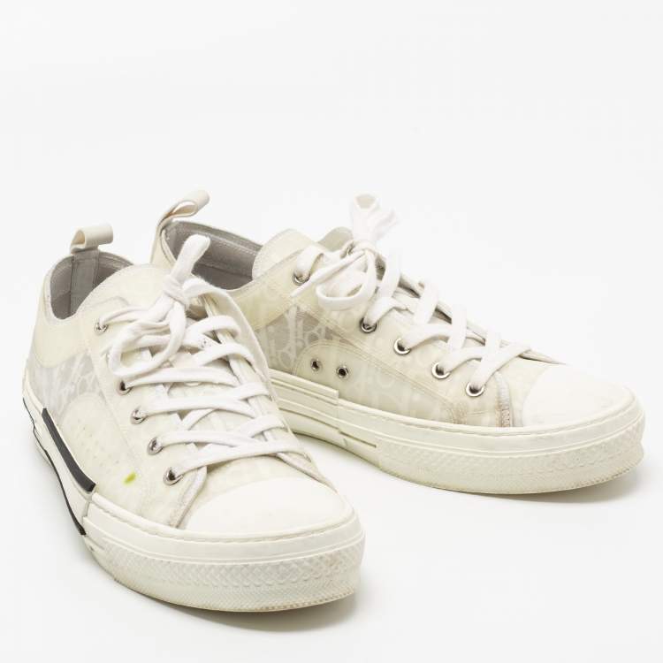 Pre Owned Dior White Mesh And PVC B23 Low Top Sneakers Size 43