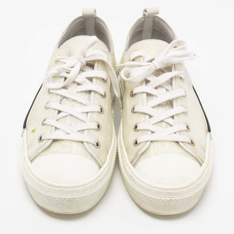 Pre Owned Dior White Mesh And PVC B23 Low Top Sneakers Size 43