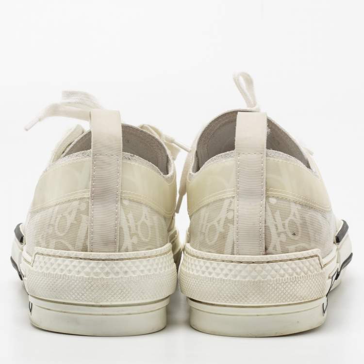 Pre Owned Dior White Mesh And PVC B23 Low Top Sneakers Size 43