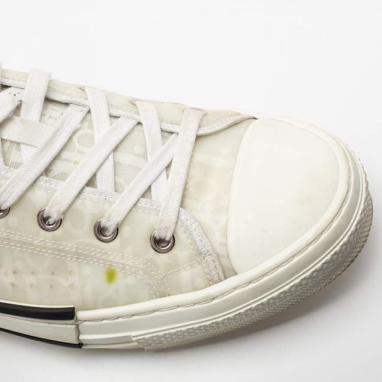 Pre Owned Dior White Mesh And PVC B23 Low Top Sneakers Size 43