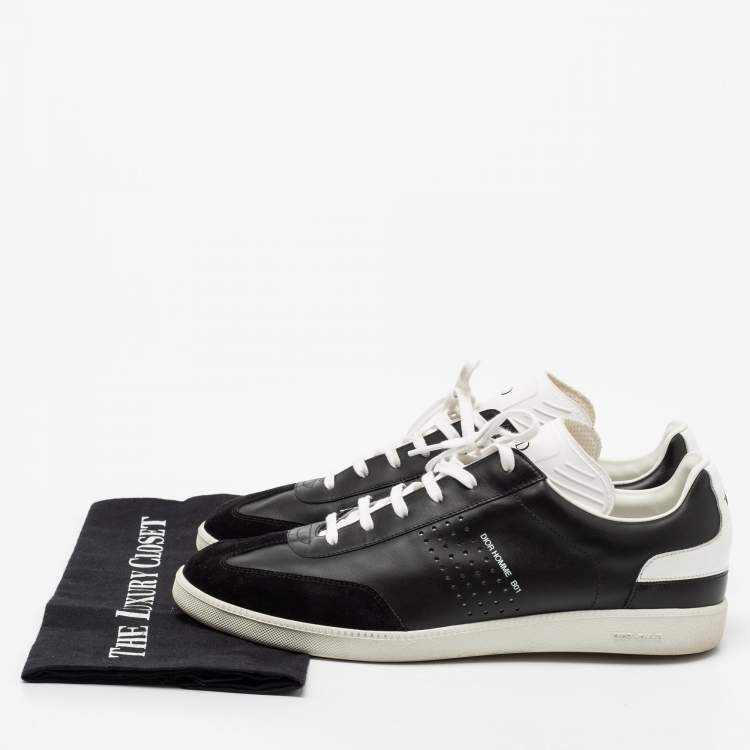 Pre Owned Dior Black/White Leather And Suede B01 Sneakers Size 43