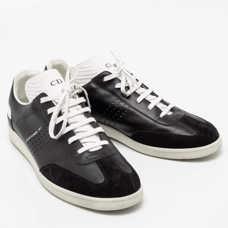 Pre Owned Dior Black/White Leather And Suede B01 Sneakers Size 43