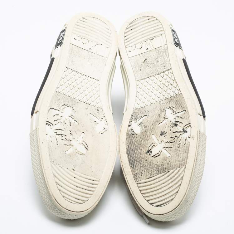 Pre Owned Dior White/Grey Oblique Mesh And Rubber B23 High Top Sneakers Size 43