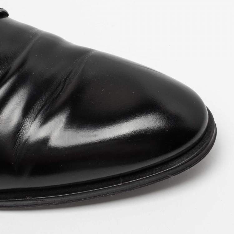 Pre Owned Dior Black Leather Timeless Lace Up Oxford Size 43.5