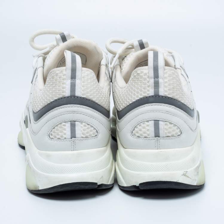Pre Owned Dior White Leather and Mesh B22 Low-Top Sneakers Size 42