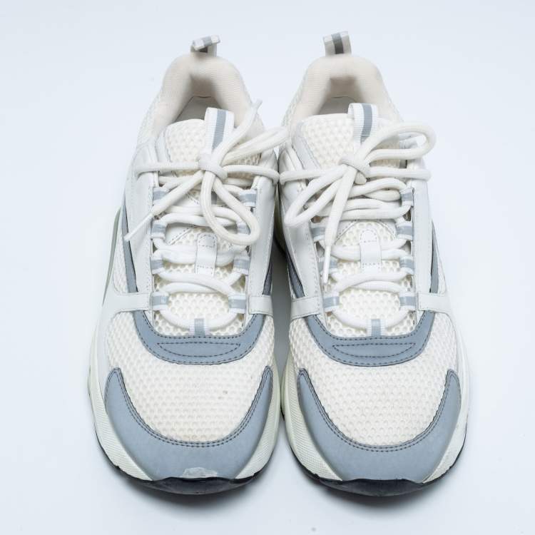 Pre Owned Dior White Leather and Mesh B22 Low-Top Sneakers Size 42