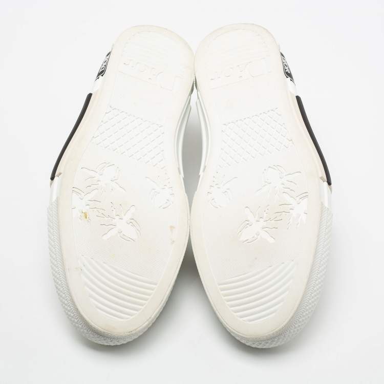 Pre Owned Dior White/Black Oblique Mesh and Rubber B23 Low Top Sneakers Size 43.5