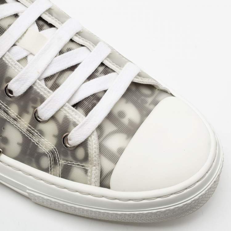 Pre Owned Dior White/Black Oblique Mesh and Rubber B23 Low Top Sneakers Size 43.5
