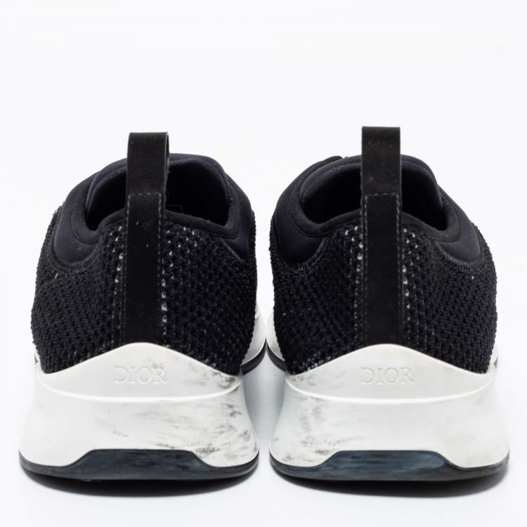 Pre Owned Dior Black Knit Fabric and Neoprene B25 Slip On Sneakers Size 44