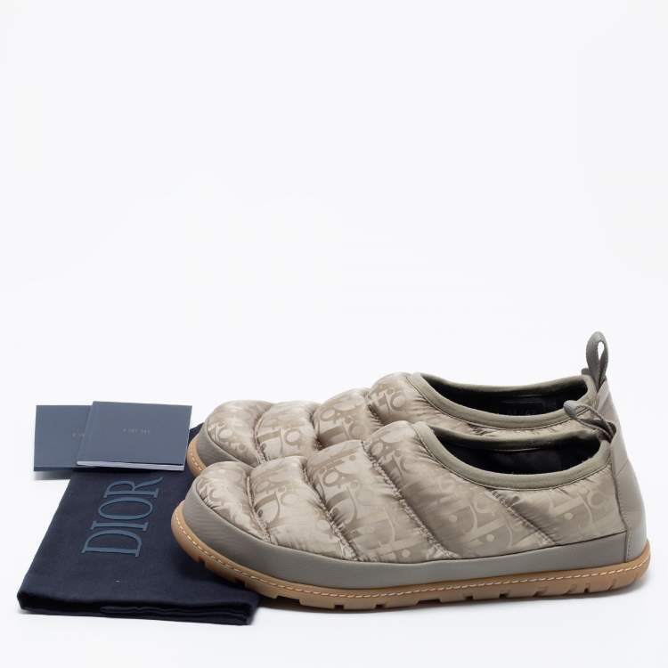 Pre Owned Dior Beige Nylon And Leather  Snow Slip On Sneakers Size 42