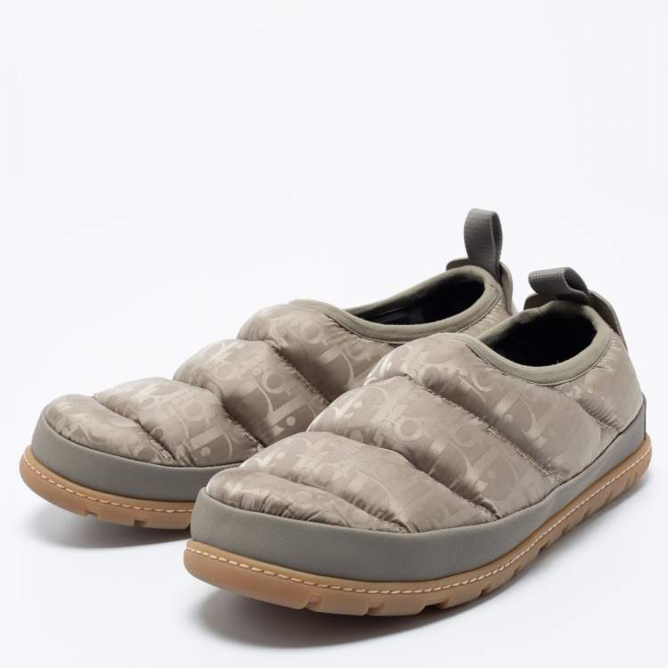 Pre Owned Dior Beige Nylon And Leather  Snow Slip On Sneakers Size 42