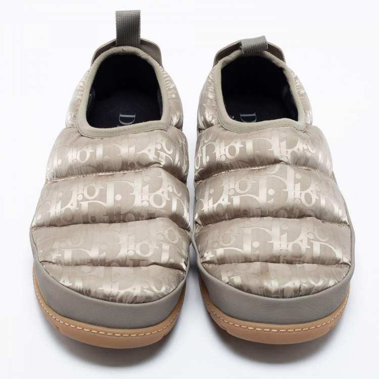 Pre Owned Dior Beige Nylon And Leather  Snow Slip On Sneakers Size 42