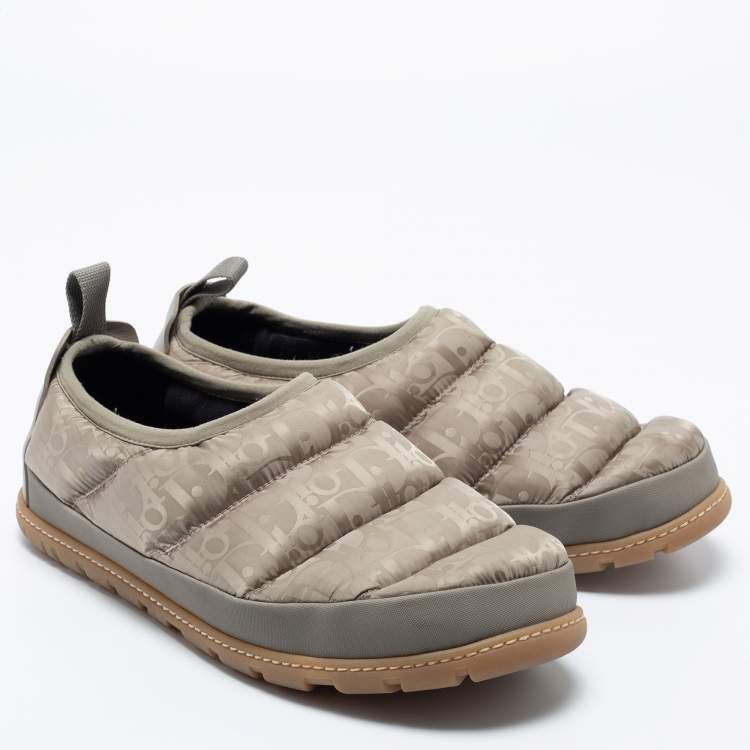 Pre Owned Dior Beige Nylon And Leather  Snow Slip On Sneakers Size 42