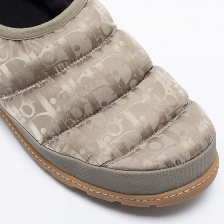 Pre Owned Dior Beige Nylon And Leather  Snow Slip On Sneakers Size 42